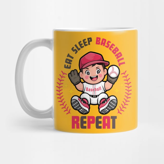 Eat sleep baseball repeat by Furpo Design